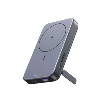 Внешний магнитный аккумулятор UGREEN PB206 (15086) 10000mAh Mini Magnetic Wireless 20W Power Bank With Holder, серый космос